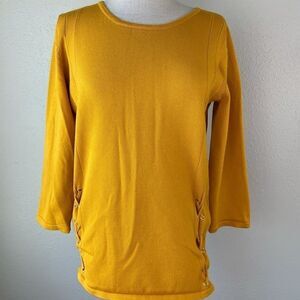 BYdesign Yellow 3/4 Sleeve Top Size L EUC